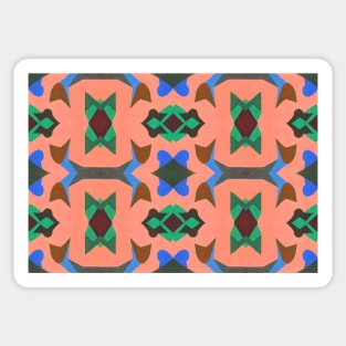 Pattern Design in blue green grey brown and peach Sticker